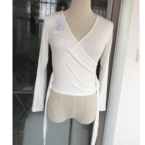 Trang Phục Khiêu Vũ Modal Tay Ngắn Cho Học Sinh Áo Yoga Hình Thể Thắt Dây Ôm Sát Trang Phục Luyện Công Cổ Chữ V Cho Múa Hiện Đại Người Lớn