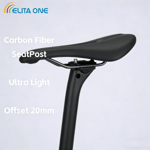 ELITAONE MTB Carbon Seat Post 27.2/30.9/31.6mm Offset 20mm Road Bike Seatpost with Carbon Fiber Base Cover 350/400mm