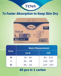 TENA Value Box M15s/ L15s/ XL15s (4 Packs) Adult Diaper (Tape)