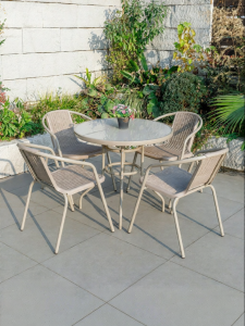 MEIDIHUAFU | Garden Outdoor Dining Set Glass Iron