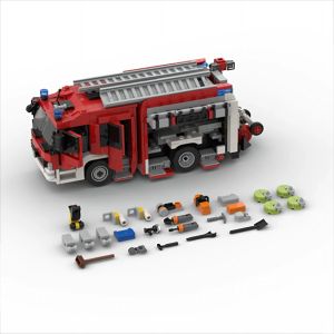 1019PCS MOC City Fire Truck Building Blocks Set Transport Vehicle Rescue Tower Ladder Model Bricks Assembly Toys Kid Boy Gift