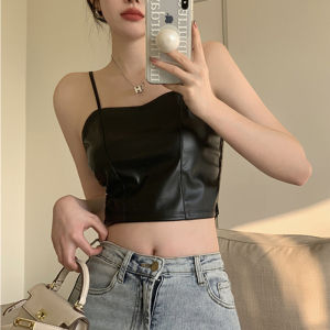 SIS Korean Style Camisole Vintage Summer Leather crop top for women