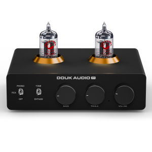 Douk Audio | Nobsound P7 Valve Tube Phono Stage Preamp Stereo Pre-amplifier with HPF for MM Turntable Treble&Bass Control