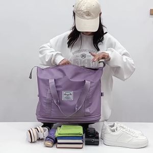 Rolling Duffle Bag with Wheels 3-Layers Expandable Travel Bag Foldable Bag with Detachable Wheels Luggage Bag ToteBags