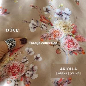 ARIOLLA Abaya motif Bunga bahan Amani Silk denga 4 pilihan Warna FreeSize max LD 120 by Fataya Collection