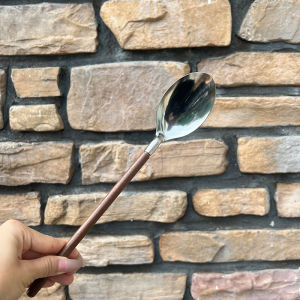 Retro Walnut Handle Solid Wood Food Grade 304 Stainless Steel Spoon Spoon Shovel Serving Spoon Buffet Spoon