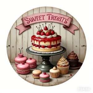 "Bem-Vindo Ao Nosso Lugar Feliz" 2D Flat Round Metal Sign - Retro Portuguese Welcome Wall Decor for Home Entryway