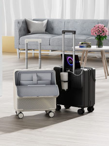Front Opening Carry-On Suitcase Lightweight Small Size Womens Pullman Silent Password Box 18 Inch Mens Travel Suitcase