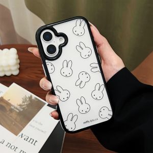 Korean High-End Cartoon Rabbit Phone Case for Apple 15PRO New iPhone 16promax Anti-Fall Full Cover Hard Bottom Acrylic Female Model