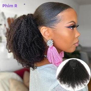Tóc Giả Đuôi Ngựa Maxine Afro Xoăn Rối Tự Nhiên 100% Tóc Người Remy Nối Tóc Kiểu Kẹp Màu Tự Nhiên # 27