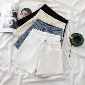 New White Elastic Denim Shorts Womens Small Size High Waist Summer Thin Color Beige Popular Versatile Slimming Hot Pants