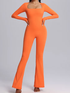 Solid Color Long Sleeve Sports Jumpsuit Womens High Waist Slim Fit Street Style Trousers Casual Pants High Waist Long Pants