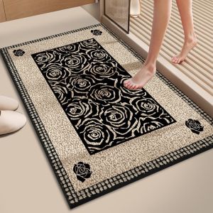 Thảm Phòng Tắm Nhung Pha Lê VIKAMA Thấm Hút Nước Chống Vết Bẩn Dễ Dàng Làm Sạch Phong Cách Giữa Thế Kỷ Trang Trí Nhà Cửa Tấm Lót Chân