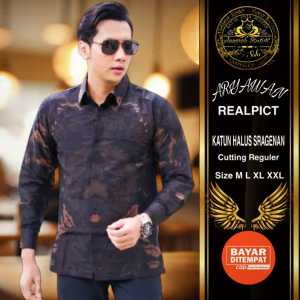 Kemeja Pria Batik Aryawan modern lengan panjang lapis furing