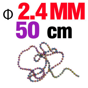 50cm Fly Tying Metal Bead Chain Colorful Copper Dumbbel Chain Eyes Bead 1.5mm/2mm/2.4mm Head Nymph Fly Tying Material