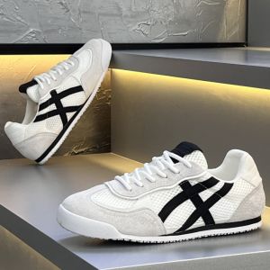 Mens Sporty Low-Top Breathable Soft-Soled Deqin Shoes Fashionable Mesh Panel Slip-On Casual Board Shoes for Autumn