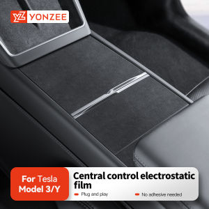 YZ For Tesla Model 3 Y Highland Juniper Central Control Panel Electrostatic Adsorption Sticker Suede Film Central Control Cover