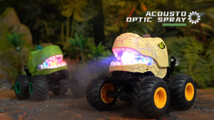 ของขวัญวันเด็ก 2.4G RC Stunt สเปรย์ดนตรีรถไดโนเสาร์ปีนข้ามประเทศด้วย LED / ดนตรีของเล่นเด็กรถควบคุมระยะไกล