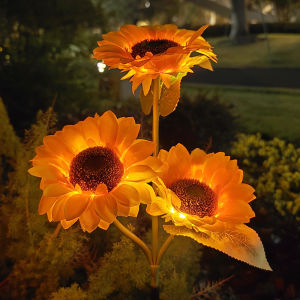 New LED Solar Sunflower Ground Light Simulation Flower Stake Lamp Outdoor Park Yard Garden Decor Pathway Atmosphere Lighting