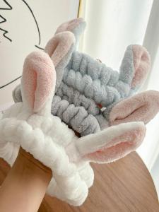 BAQILING | Rabbit Ears Flannel Headband Slip Resistant