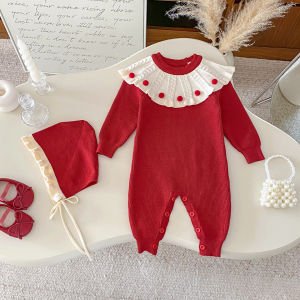 Baby Knitted Outfit Autumn Clothes Childrens Onesie Suit Newborn Baby Clothes Outdoor Clothes Korean Style Long Sleeve Suit