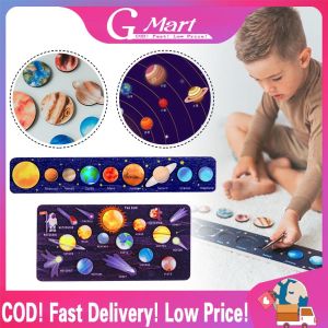 Wooden Solar System Puzzle Kid Board Game for Children Education Learning Toy 8 Planets Solar System Wood Puzzle Boys Girls Gift Planets-Board