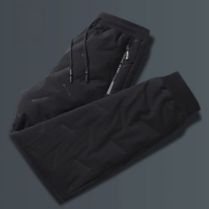 ROMON | Thickened Lamb Velvet Mens Cotton Pants Winter Warm Casual Long Trousers Roemon Polyester Fiber Zipper Decoration Basic Urban Style