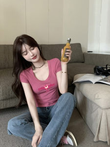 Áo Thun Tay Ngắn Ôm Vừa Vặn Phong Cách Mỹ Thiết Kế Nhỏ Gọn Áo Thun Cotton Mùa Hè Cho Nữ Trẻ Tuổi