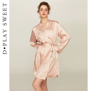 French Luxury Heart Patterned Silk Finish Camisole Sleep Dress