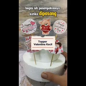 Topper Valentine Day Kecil isi 5 pcs ukuran 4 cm