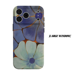 Abstract Blue Flower Oil Painting Phone Case for iPhone 18 17 16 15 14 13 12 11 Air Pro Max Plus Double-layer Cover