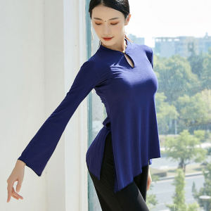 เสื้อยืดคอร์เซ็ทเต้นรําจีนคลาสสิก Gong Yan สําหรับโยคะ เสื้อผ้าฝึกซ้อมเต้นรําสมัยใหม่สําหรับผู้หญิงด้วยการออกแบบคอ MoDal