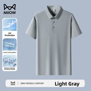 MiiOW | Ice Silk Seamless Mens Polo Shirt Short Sleeve Casual Breathable Quick Dry Business Casual T-Shirt For Youth Summer New Arrival