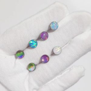 1PC Stainless Steel Opal&Flash Film Tongue Barbell External Threaded Screw Barbell Flash Film Tongue Piercing Jewelry