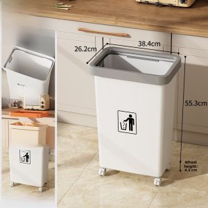 Large Capacity Kitchen Food Waste Trash Can Thickened Extended Version Home Use 2024 New Square Storage Barrel Garbage Can