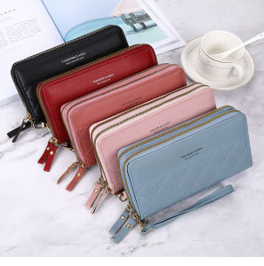 Dompet Wanita Panjang Kasual Resleting Cewek Wallet Handphone PU Kekinian Uang Koin Kartu COD D69