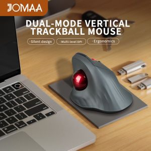 JOMAA Vertical Dual-mode Trackball Mouse Ergonomic Bluetooth+2.4g Trackball Mouse Rechargeable Wireless Trackball Mouse 1600DPI Gaming Mice Support Multi-device Trackball Mice