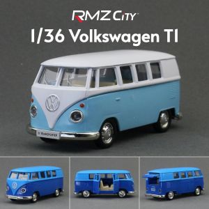 1/36 Volkswagen T1 Transporter Samba Bus RMZ CiTY 5 Toy Car Model for Children Diecast Miniature Collection Gift For Boys Kid