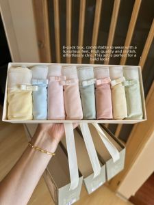 Meiyingting Ice Silk Soft Triangle Panties Ultra Thin 7A Lactic Silk Womens Underwear mid Waist Comfortable Breathable Briefs