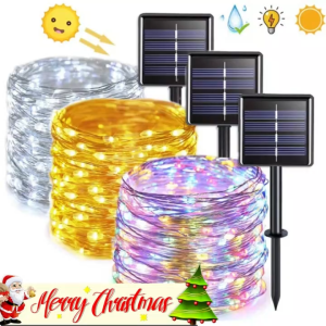Outdoor solar string light 32m 300leds 22m 200leds 12m100leds 7m 50leds fairy light 8 mode waterproof decorative copper wire light for christams garden tree wedding party white warm white multicolor