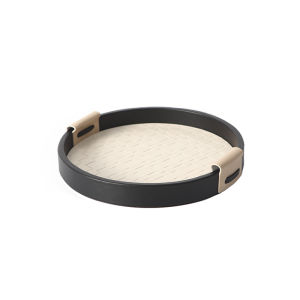 YSINGHOME | Luxury Round Leather Tray for Cosmetics Skincare and Perfumes