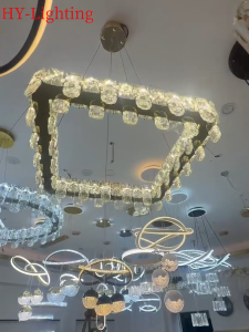 Lampu kristal dekoratif ruang makan sederhana modern lampu kristal dekoratif 3 warna lampu LED lampu ruang tamu lampu ruang tamu