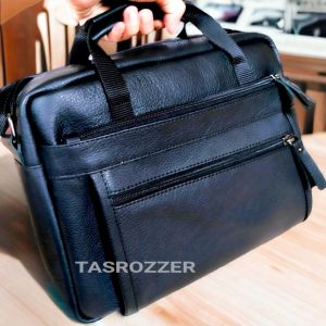 Tas selempang model berbaring kulit sapi Garut