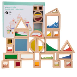 Translucent Rainbow Color Wooden Building Blocks Montessori Educational Toy