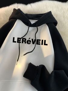 Áo Nỉ Dày Có Mũ Trùm Đầu Cho Nam Mùa Thu Đông 2025 Áo Khoác Ngoài Màu Khối Chắp Vá Rộng Rãi Thời Trang Mới Của INS