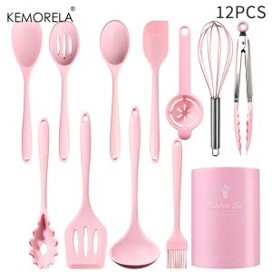 12PCS Silicone Cooking Utensil Set - Heat Resistant Non-Stick Safe Spatula Tongs Whisk Set Dishwasher Safe Mother‘s Day Gift