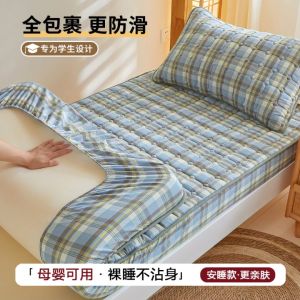 University Dormitory Bedding Single Person Cotton Sandwich Full Cover Bed Sheet Quilt Cover Top Bottom Bunk Bed Protector