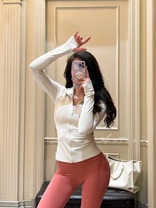 เสื้อคลุมโยคะ Lexy Active 24 ปี ฤดูใบไม้ร่วง/ฤดูหนาว แบบมีซิป อบอุ่น กันลื่น แขนยาว ทรงเข้ารูป สำหรับผู้หญิง