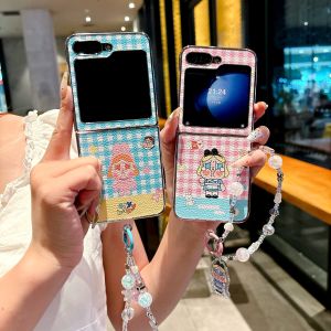 เคสโทรศัพท์ Samsung ZFlip7 รุ่น ZFlip6/5 ปกป้องจอพับได้ ลายการ์ตูนน่ารัก ป้องกันการตกหล่น ฝาป้องกันแข็ง ชุบโลหะ รุ่น W24/W25 Flip สำหรับผู้หญิง