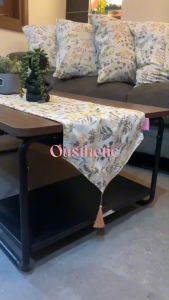 Table Runner Rumbai Ruang Tamu Mewah Panjang 120 140 160 180 200 240 Katun Motif Floral Firenze